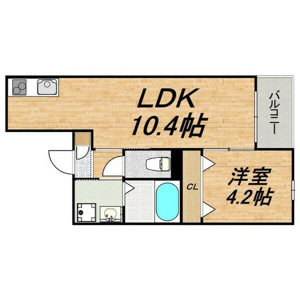 LECOCON中川(1LDK/2階)の間取り写真