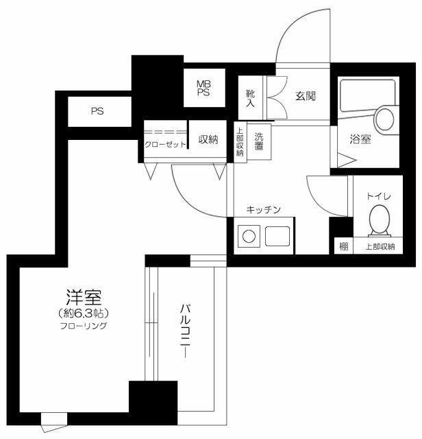 メインステージ日本橋箱崎II(1K/7階)の間取り写真