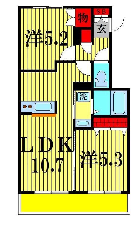 グランコートハイツ(2LDK/1階)の間取り写真