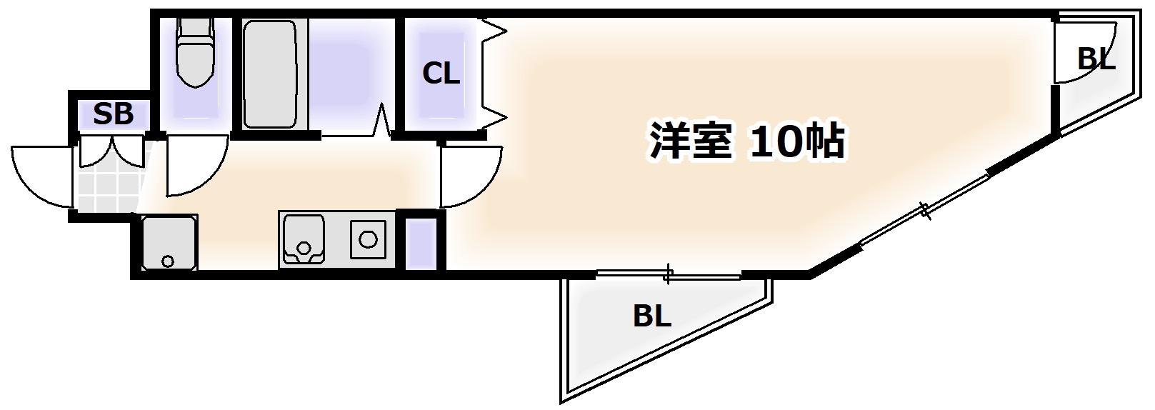 ロイヤルフェニックス(1K/2階)の間取り写真