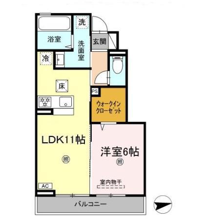 アルカンシェル(1LDK/1階)の間取り写真