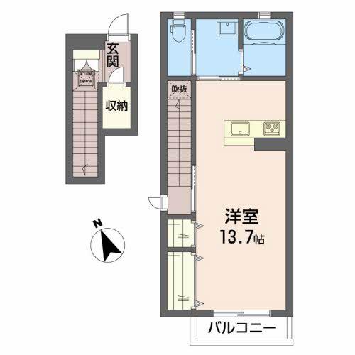 クオレールS(ワンルーム/2階)の間取り写真