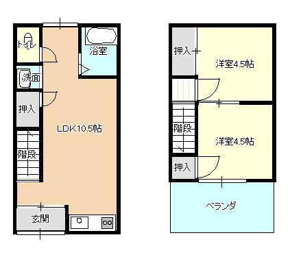タケダハイツ(2LDK/2階)の間取り写真