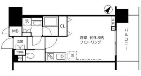 サンクレール荒川ブランガーデン(ワンルーム/4階)の間取り写真