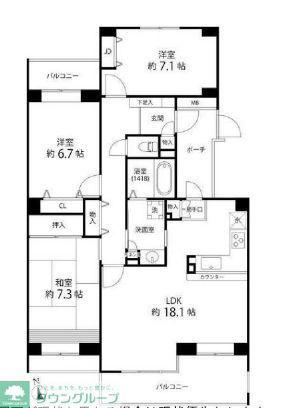 T S GARDEN西寺尾E棟(3LDK/3階)の間取り写真
