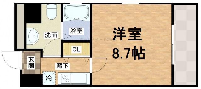 ディナスティ堺筋本町(1K/13階)の間取り写真