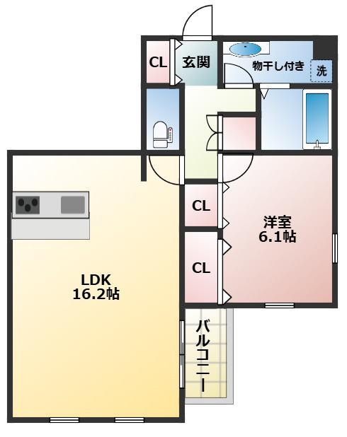 ベオーク(1LDK/1階)の間取り写真