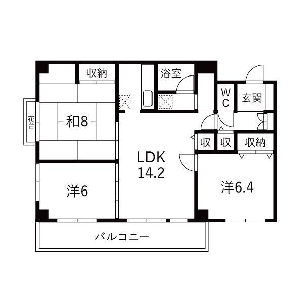 サンハイツ白鷺(3LDK/3階)の間取り写真