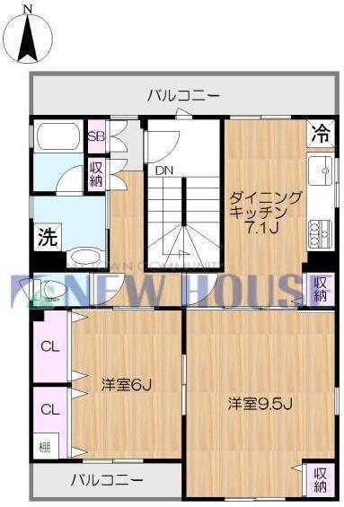 榎町プレイス(2DK/2階)の間取り写真