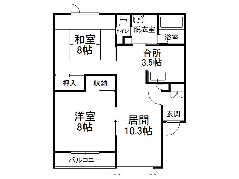 コーポブロッサム(2LDK/1階)の間取り写真