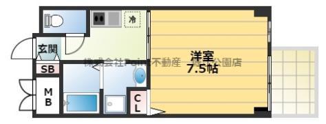 ウィステリア福島(1K/3階)の間取り写真