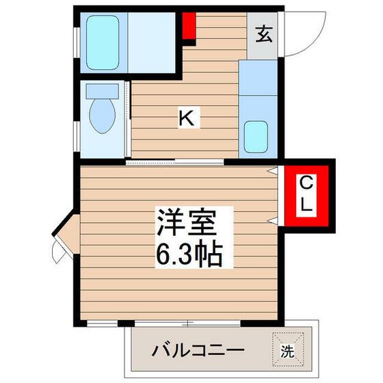 コーポハイブリッジ(1K/1階)の間取り写真