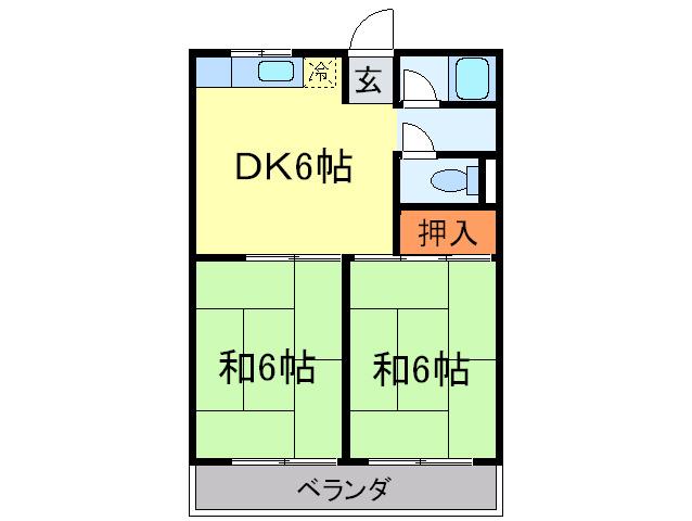 若草ハイツ(2DK/1階)の間取り写真