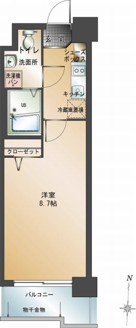 エンクレスト警固(1K/8階)の間取り写真