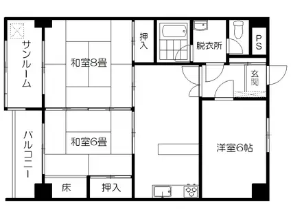 メゾン若宮(3DK/2階)の間取り写真