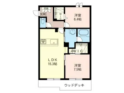 シャーメゾン シャノワール(2LDK/1階)の間取り写真