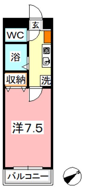 ルミナス天城(1K/2階)の間取り写真