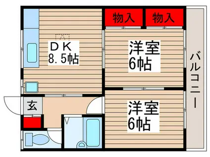 コーポ土谷(2DK/1階)の間取り写真