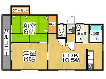 城南サザンハイツ(2LDK/2階)の間取り写真