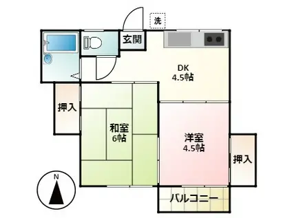 プラムハイツI(2DK/2階)の間取り写真