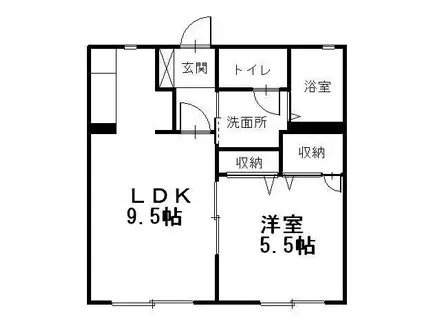 フローラII(1LDK/1階)の間取り写真