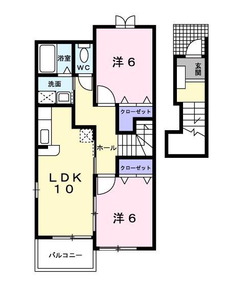 ブリズ・セゾン(2LDK/2階)の間取り写真