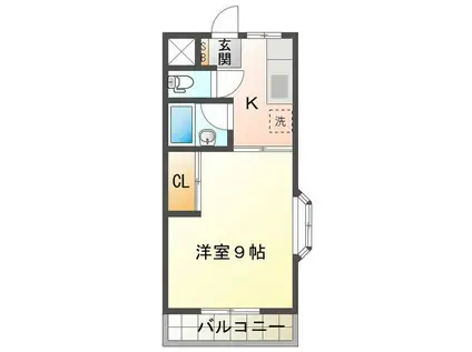 JR紀勢本線 高茶屋駅 徒歩17分 2階建 築35年(1K/2階)の間取り写真