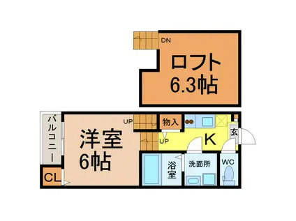 HUMMING LIFE栄生(1K/1階)の間取り写真