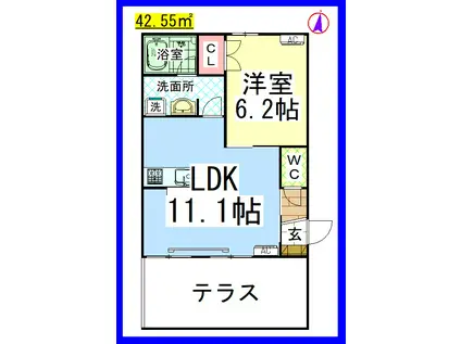 AF リオナ(1LDK/1階)の間取り写真