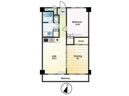 山本富士見ハイツ(2LDK/5階)の間取り写真