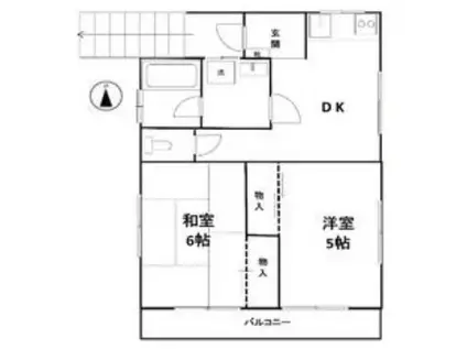 ハイム萩原(2DK/2階)の間取り写真