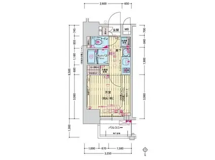 プレサンス難波幸町(1K/9階)の間取り写真