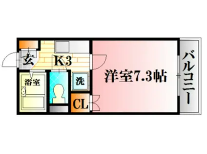 レジデンス増田III(1K/4階)の間取り写真