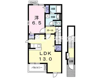 パルテール池田II(1LDK/2階)の間取り写真