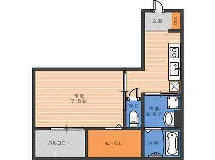 ディアコート矢田(1K/2階)の間取り写真