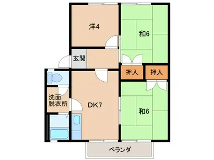 グリーンフル小倉(3DK/2階)の間取り写真