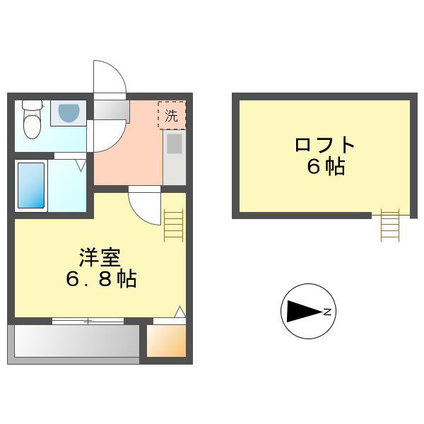 エヌエスティーカミオタイ(1SK/2階)の間取り写真