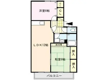 グリーンタウン津留崎G棟(2LDK/2階)の間取り写真