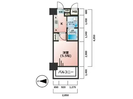 エスリード神戸ウエスト(1K/6階)の間取り写真