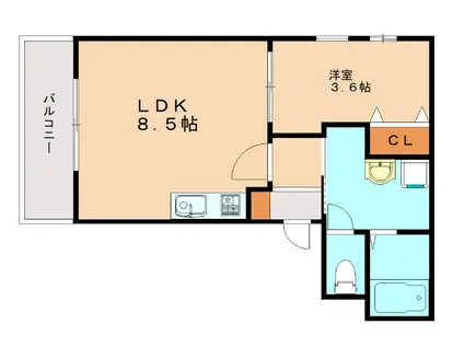 クロノ戸畑II(1LDK/1階)の間取り写真
