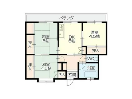 コーポ北吉津(3DK/3階)の間取り写真