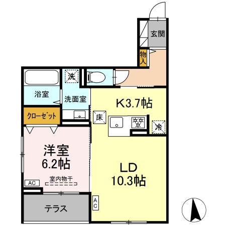 CLASSEUM仙台小田原 IV(1LDK/1階)の間取り写真