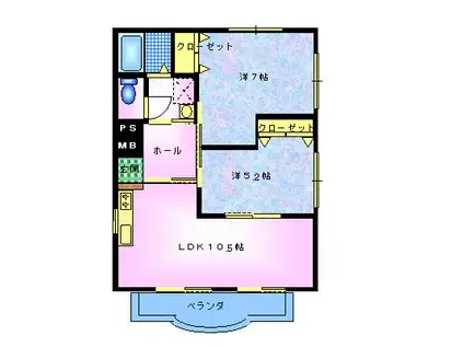 ピュアネス(2LDK/3階)の間取り写真