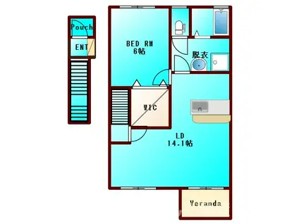 フロンティアI(1LDK/2階)の間取り写真