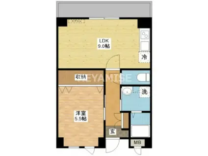 デ・クメール蛍茶屋東(1LDK/4階)の間取り写真