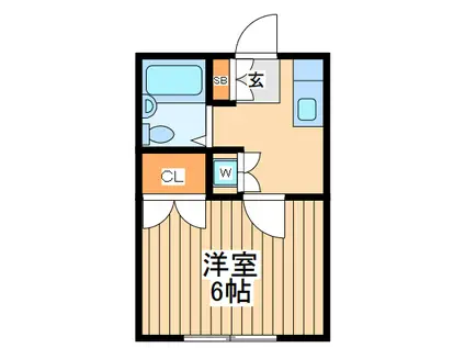 ミナトハイツ第3(1K/2階)の間取り写真