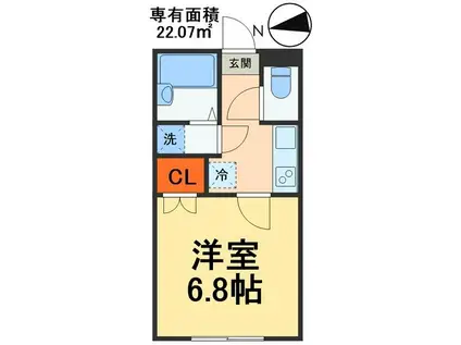 フェリシアガーデン(1K/1階)の間取り写真