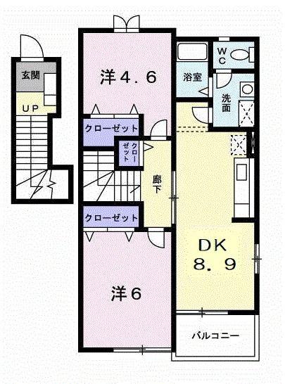 ミニョンひな(2DK/2階)の間取り写真