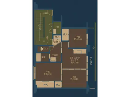 ビレッジハウス千丁 3号棟(3DK/5階)の間取り写真