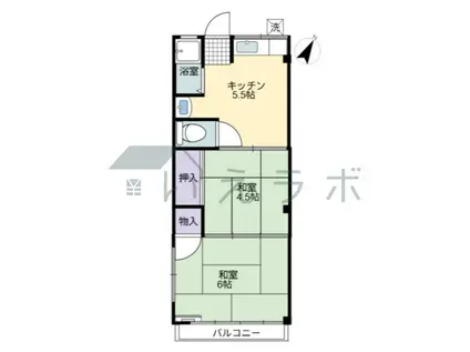 深浦マンション(2DK/2階)の間取り写真